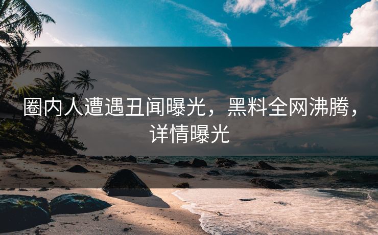 圈内人遭遇丑闻曝光，黑料全网沸腾，详情曝光