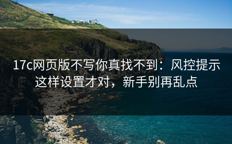17c网页版不写你真找不到：风控提示这样设置才对，新手别再乱点