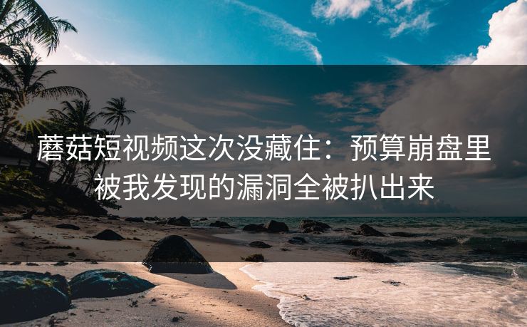 蘑菇短视频这次没藏住：预算崩盘里被我发现的漏洞全被扒出来