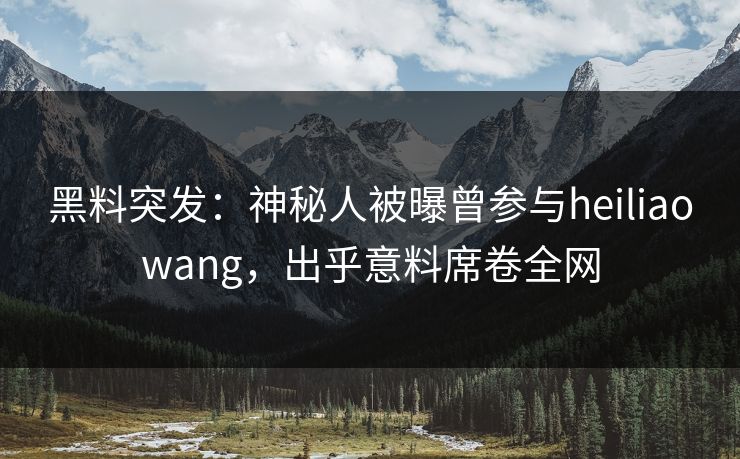 黑料突发：神秘人被曝曾参与heiliaowang，出乎意料席卷全网