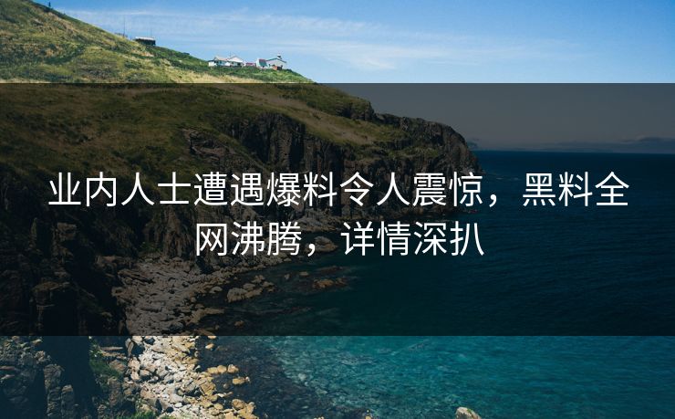 业内人士遭遇爆料令人震惊，黑料全网沸腾，详情深扒
