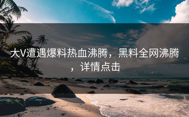 大V遭遇爆料热血沸腾，黑料全网沸腾，详情点击